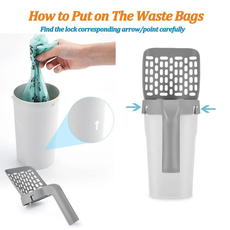 Pet Cat Litter Shovel Scoop with Waste Bags Portable Cat Litter Filter Clean Tool Toilet Garbage Picker Pet Cat Supplies