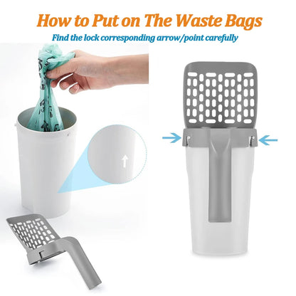 Pet Cat Litter Shovel Scoop with Waste Bags Portable Cat Litter Filter Clean Tool Toilet Garbage Picker Pet Cat Supplies