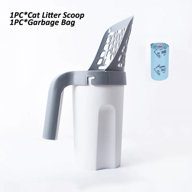 Pet Cat Litter Shovel Scoop with Waste Bags Portable Cat Litter Filter Clean Tool Toilet Garbage Picker Pet Cat Supplies