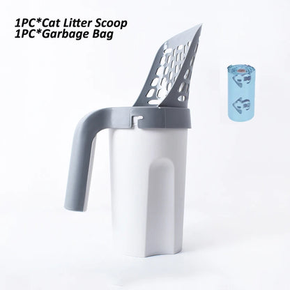 Pet Cat Litter Shovel Scoop with Waste Bags Portable Cat Litter Filter Clean Tool Toilet Garbage Picker Pet Cat Supplies