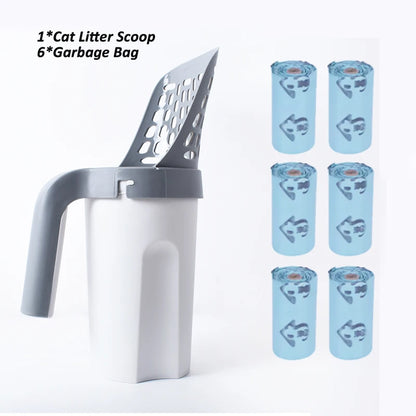 Pet Cat Litter Shovel Scoop with Waste Bags Portable Cat Litter Filter Clean Tool Toilet Garbage Picker Pet Cat Supplies